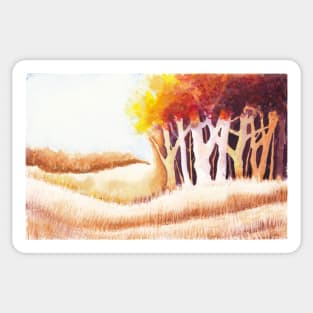 Autumn Trees and Grasses Sticker